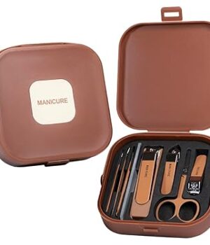 7 PCS Manicure Set Nail Care Kit with Cuticle Trimmer, Nail Scissors, Nail File and Portable Case