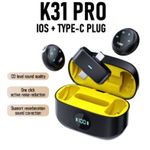 K31 Pro wireless magnetic lavalier microphone dual mic charging case