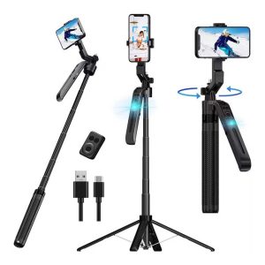 C12 AI tracking selfie stick tripod 360 rotation bluetooth remote auto face tracking