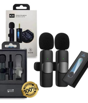 K35 dual wireless microphone with receiver for mobile live streaming and recording