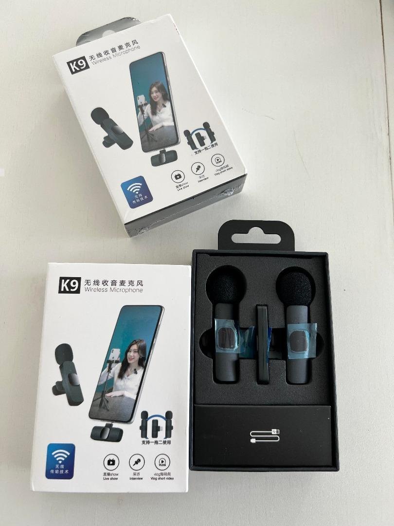 K9 wireless dual microphone with receiver for smartphone live streaming and recording