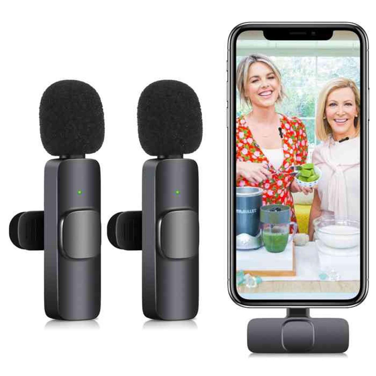 K9 wireless dual microphone with receiver for smartphone live streaming and recording