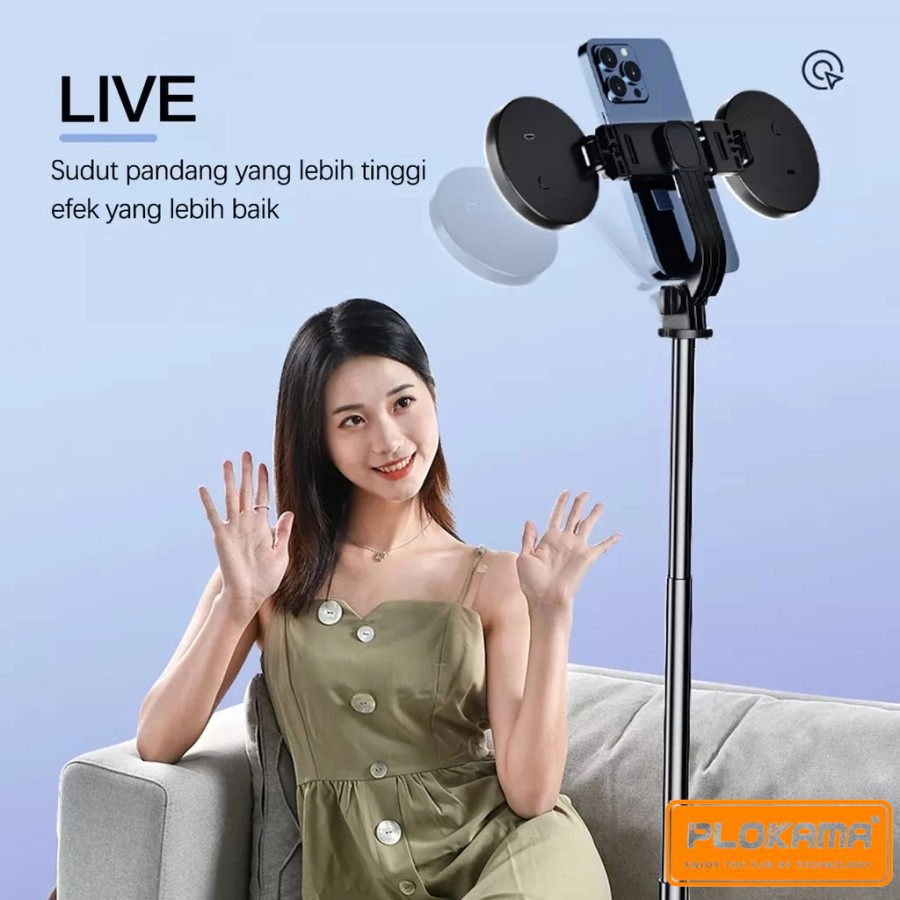 K9 Pro double LED selfie stick tripod with bluetooth remote 360 rotation extendable