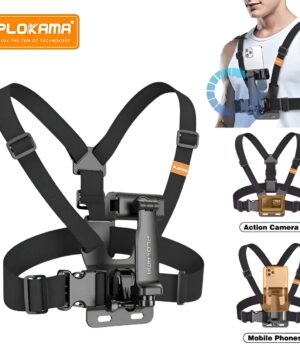PLOKAMA CX10 chest strap phone and action camera mount holder for GoPro and smartphones