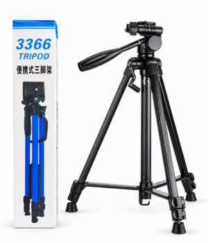3366 Aluminum Camera Tripod with Mobile Holder & Carry Bag – 140cm