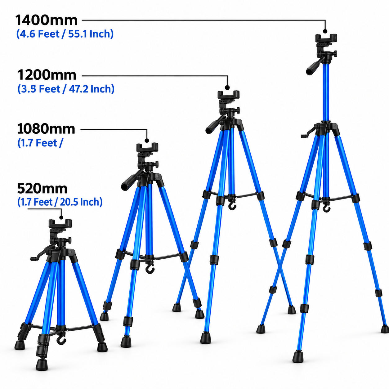 3366 Aluminum Camera Tripod with Mobile Holder & Carry Bag – 140cm - Image 4